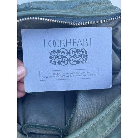 RARE VTG Y2K Lockheart shoulder teal blue patent leather bag large with dustbag - Picture 7 of 15